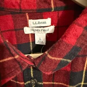 L.L. Bean Red and Black Plaid Button Down Shirt